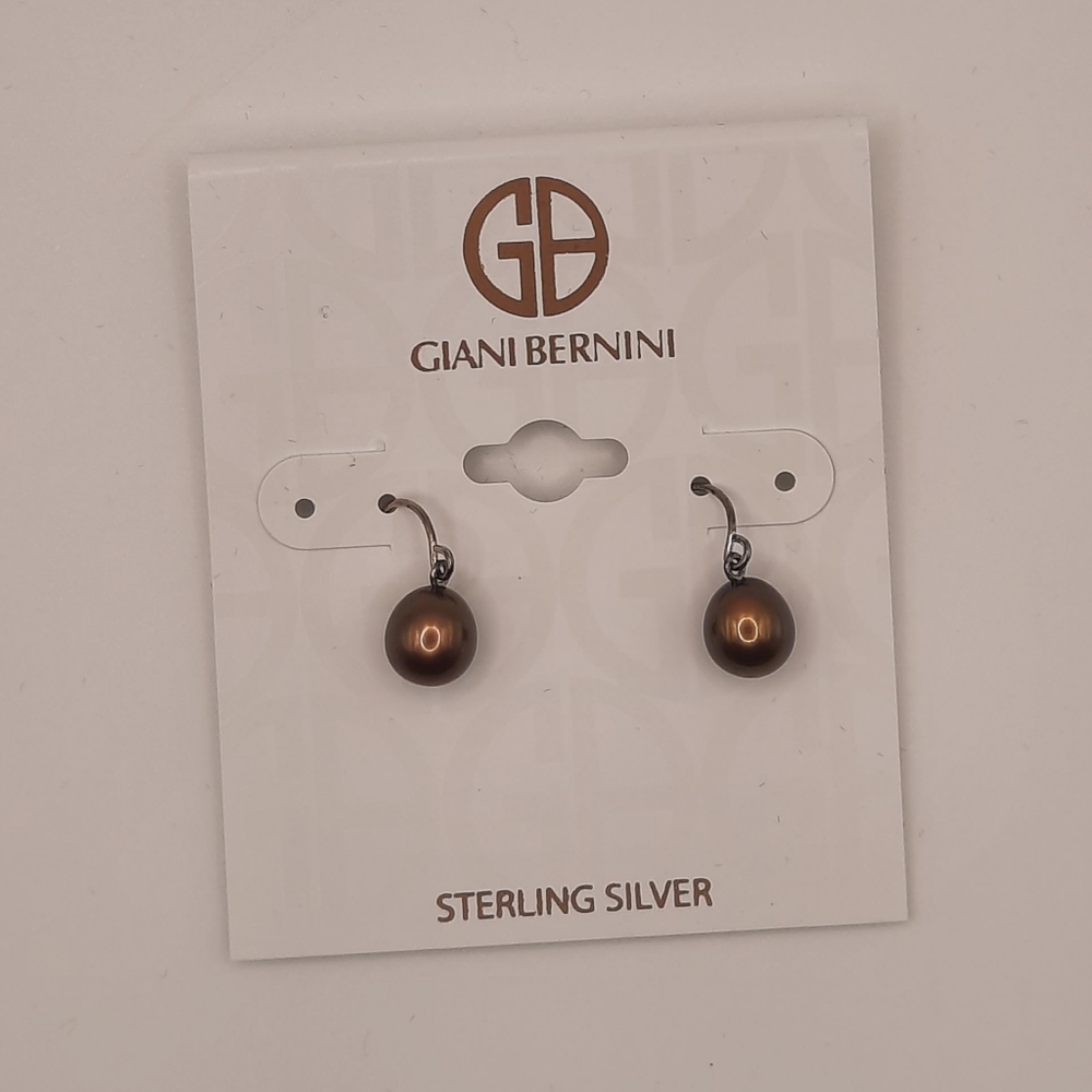 GIANI BERNINI Silver Brown Pearl Drop Earrings - Picture 3 of 5